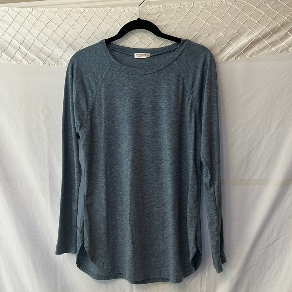 Blue Fitted Long Sleeve T-Shirt